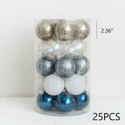 Blue Glitter Christmas Ball Ornaments Set, 12 Pcs Hanging Decorations for Tree, Holiday Home Decor