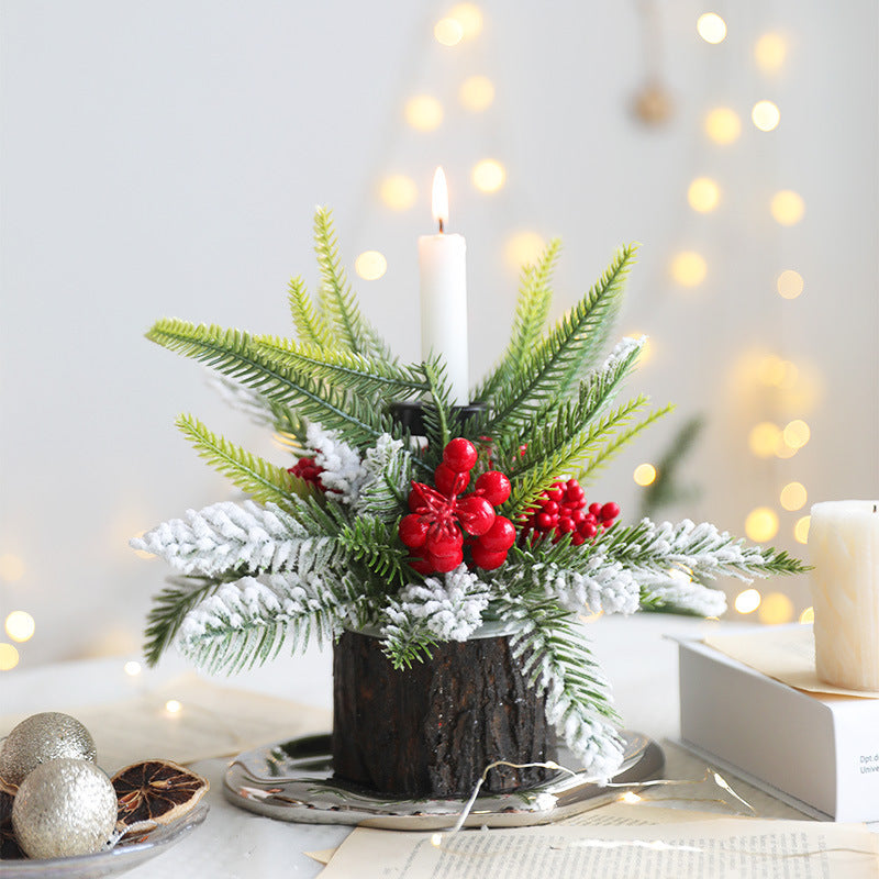 Christmas Tabletop Candle Holder Ornament 10.5 Inch Decorative Holiday Accent