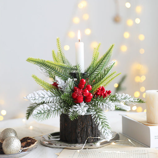 Christmas Tabletop Candle Holder Ornament 10.5 Inch Decorative Holiday Accent