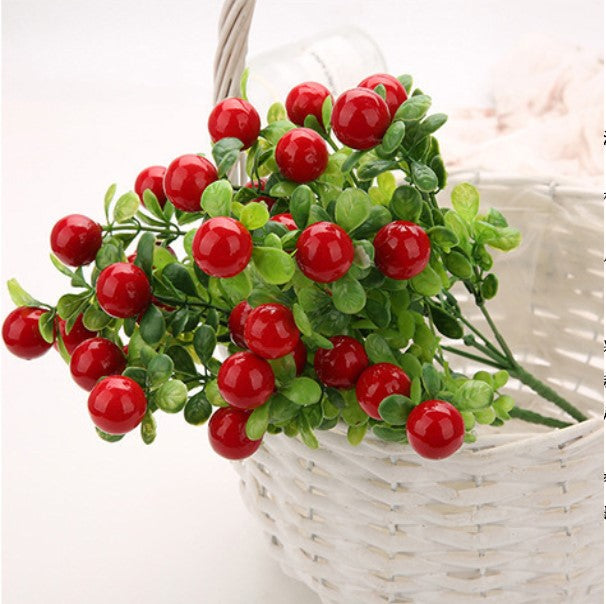 Artificial Cherry Berry Branch 13 Inch Red 10 Pcs Bulk Silk Fruit Ornament