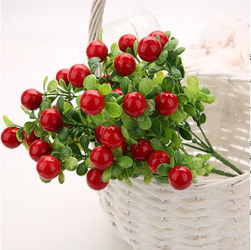 Artificial Cherry Berry Branch 13 Inch Red 10 Pcs Bulk Silk Fruit Ornament