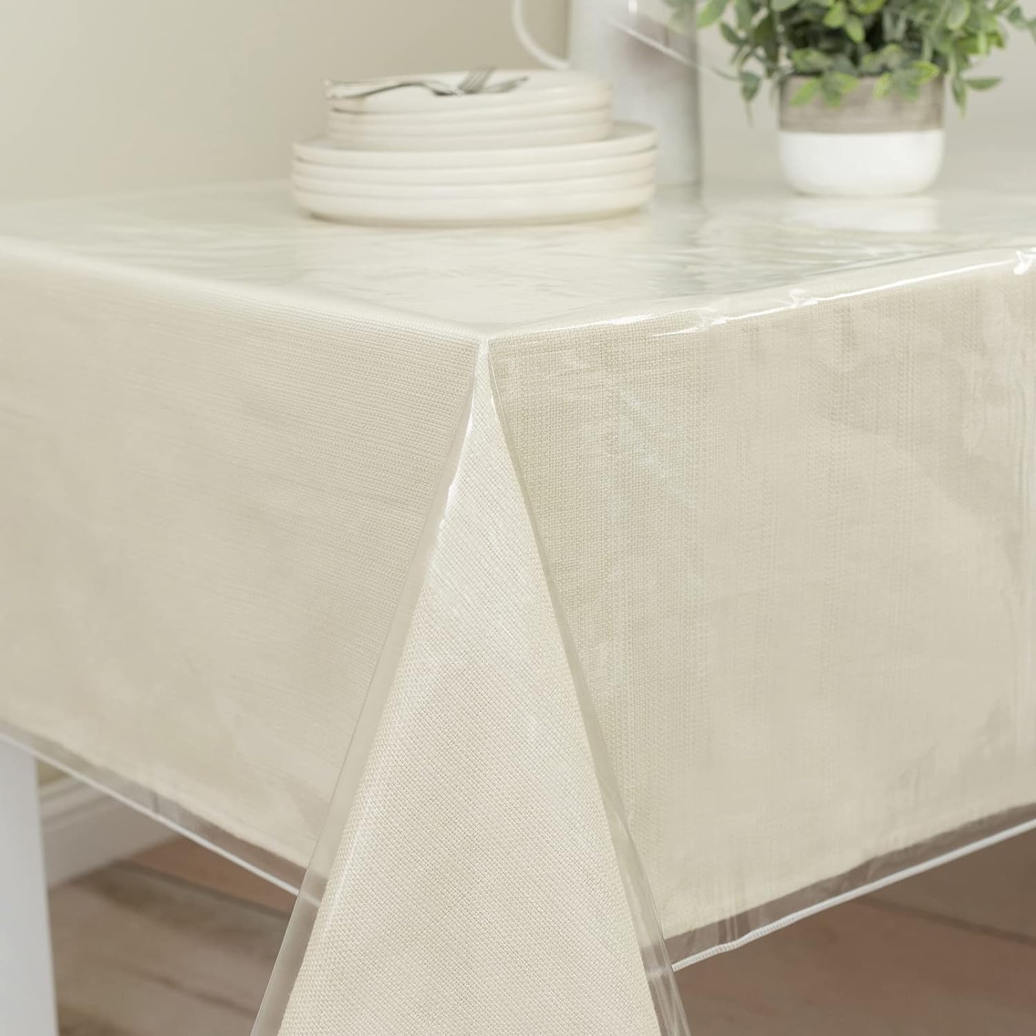 Bulk 60" x 84" Rectangular Clear Plastic Tablecloth Protector 100% Waterproof Oil Spill Proof Table Cover for Dining Tables Parties and Holidays Wholesale