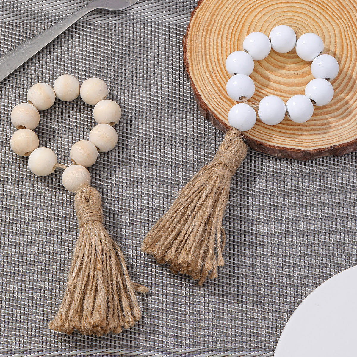 Bulk Wood Beads Tassel Napkin Rings Table Decoration Wholesale
