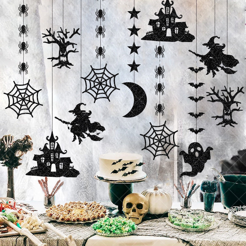 6 Pcs Halloween Spider Witch Ghost Bat Wall Decorations Artificial Halloween Party Decor
