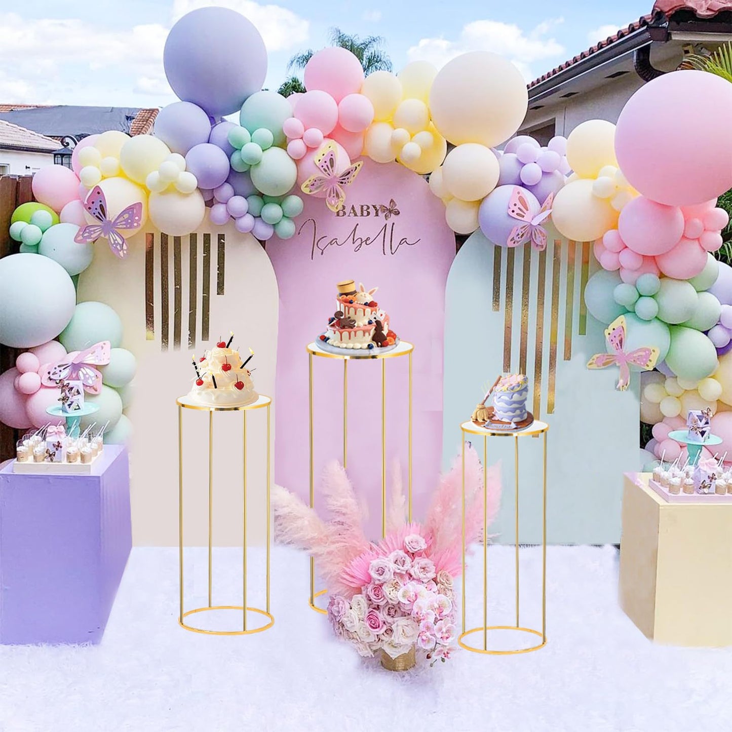 Bulk Gold Plated Iron Round Table Flower Stand for Weddings Vases and Birthday Party Backdrops Wholesale