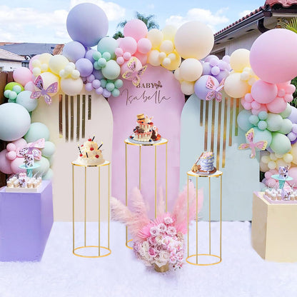 Bulk Gold Plated Iron Round Table Flower Stand for Weddings Vases and Birthday Party Backdrops Wholesale