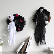 15 Inch Black Gauze Halloween Wreaths Bulk Quantity Artificial Party Decor