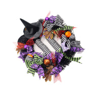 Halloween Purple Witch Leg Artificial Wreath 13 Inch Vintage Style Bulk Wholesale