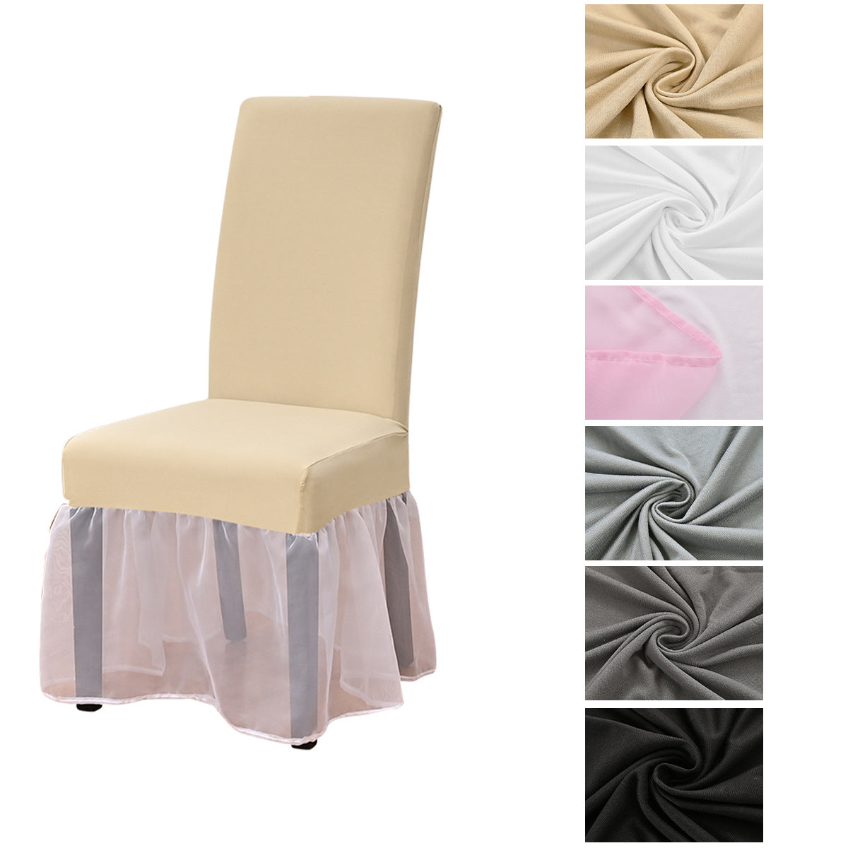 Bulk Milk Silk Gauze Skirt Chair Cover suitable for Hotel Restaurant Conference Banquet Wedding and Party Decoration Wholesale