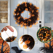 Artificial Rattan Vine Wreath with Pumpkin Skull Ghost Design for Halloween Party Decor