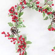 Artificial Christmas Red Fruit Rattan Garland 71 Inch Length