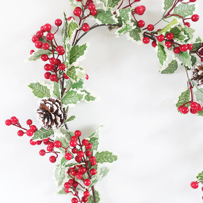 Artificial Christmas Red Fruit Rattan Garland 71 Inch Length