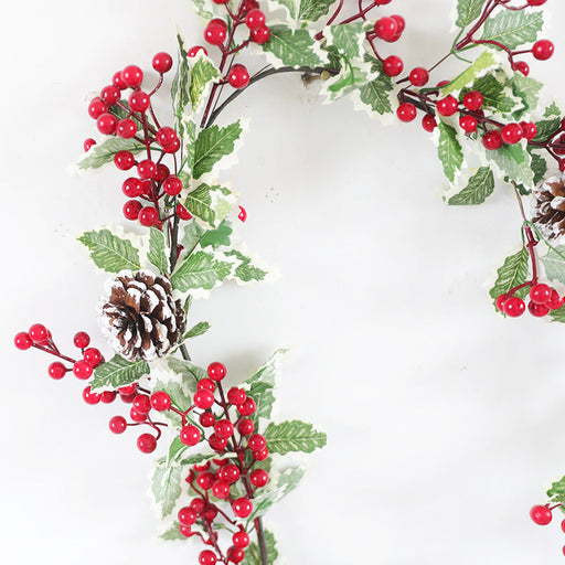 Artificial Christmas Red Fruit Rattan Garland 71 Inch Length