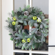 Christmas Pine Needle Wreath with Green Apples 20 Inch Artificial Holiday Decoration