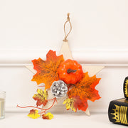 Mini Artificial Pumpkin Maple Leaf Pentagram Wreath, Fall Thanksgiving Decor, Bulk Wholesale
