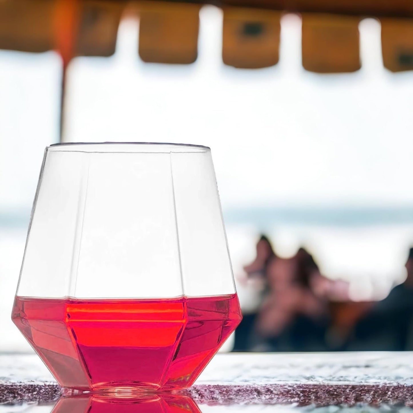 Bulk 40 Pcs 12 oz Diamond Shaped Disposable Stemless Plastic Wine Champagne & Whiskey Glasses for Party & Weddings Wholesale