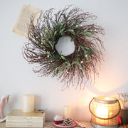 Christmas Prairie Rattan Wreath 18 Inch Artificial Decorative Holiday Door Accent
