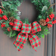 Christmas Wreath 12 Inch Red Foam Berries Pine Cones Artificial PE Leaves
