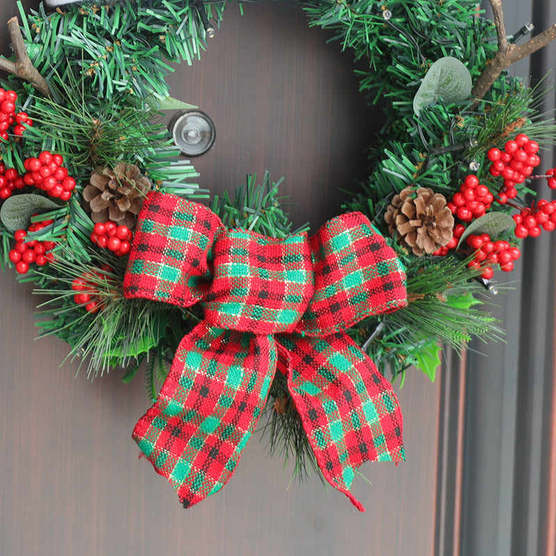 Christmas Wreath 12 Inch Red Foam Berries Pine Cones Artificial PE Leaves