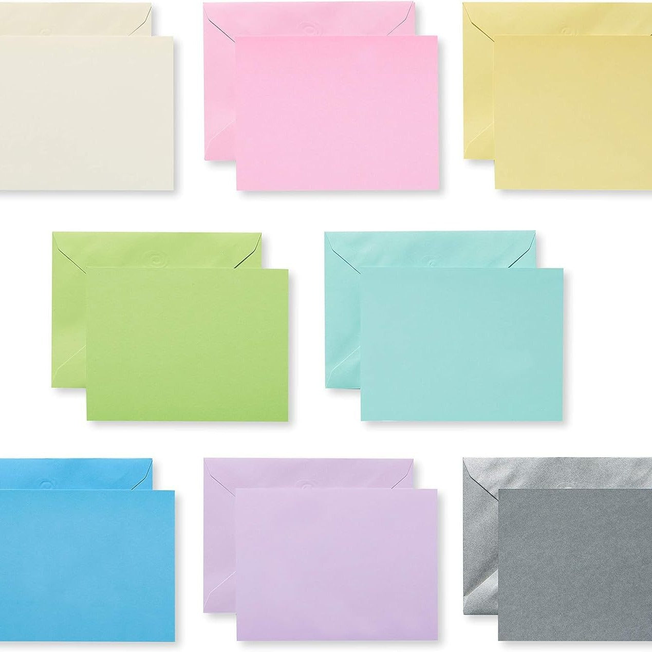 Bulk 24 Count Single Panel Blank Greeting Cards with Envelopes Rainbow Colors Wholesale