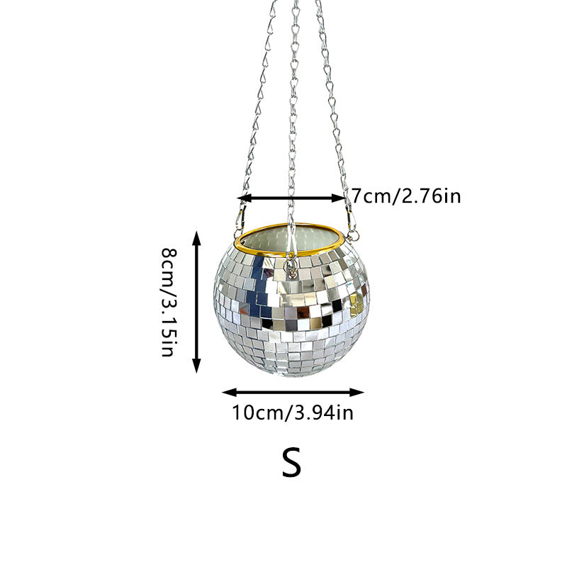 Bulk Disco Ball Planter 6 inch Silver Mirror Planter Disco Style Hanging Flower Pot for Home Decor Wholesale