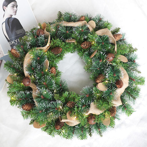 Christmas Burlap Bell Wreath 24 Inch Decorative Holiday Door Hanging