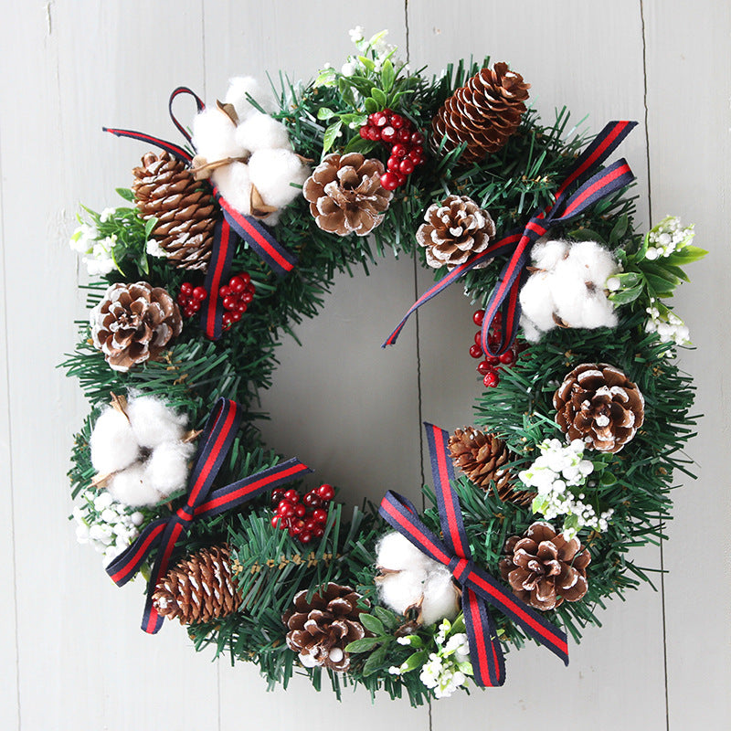 Artificial Christmas Cotton Pine Cone Berry Wreath 12 Inch or 16 Inch