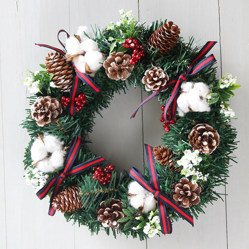 Artificial Christmas Cotton Pine Cone Berry Wreath 12 Inch or 16 Inch