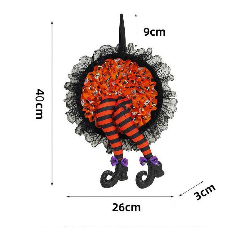 10 Inch Black Mesh Witch Leg Wreath for Halloween Crafts, Artificial, Bulk Quantity