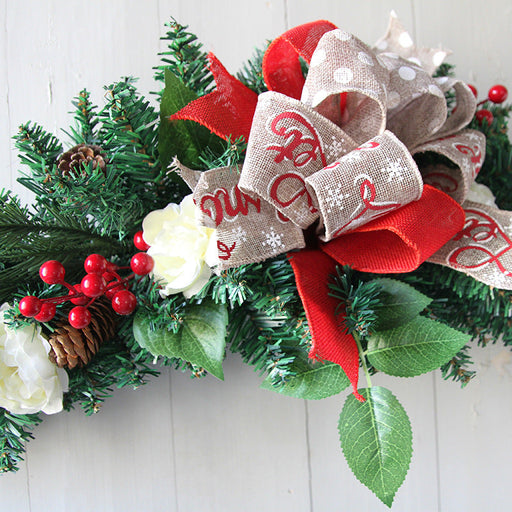 Christmas Horns Vine Glowing Wreath 24 Inch Artificial Lighted Holiday Decoration