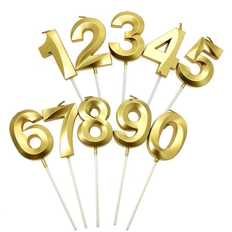 Bulk Gold Number 0-9 Birthday Candles Happy Birthday Cake Toppers for Parties Weddings and Anniversaries Wholesale