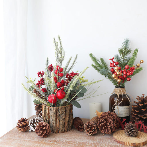 Christmas Artificial Red Berry Pine Ornament 15 Inch and 12 Inch Decorative Stems