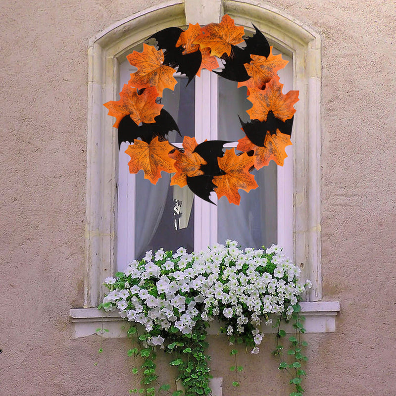 Halloween Mini Bat Wreath 10 Inch Artificial Decorative Accent