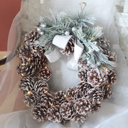 Christmas Pine Cone Wreath 35 Inch Artificial Log Decorative Holiday Door Accent