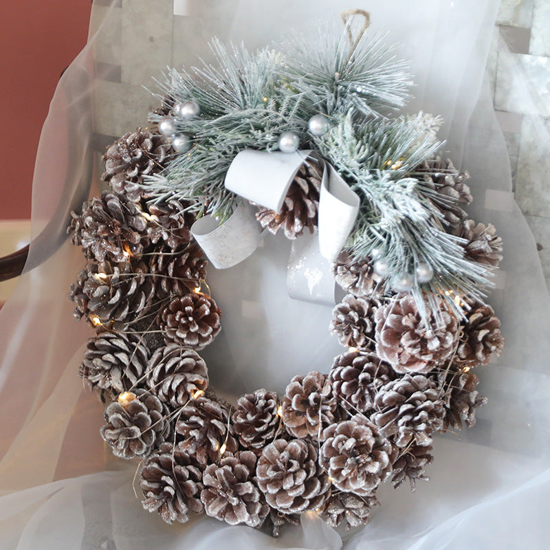 Christmas Pine Cone Wreath 35 Inch Artificial Log Decorative Holiday Door Accent