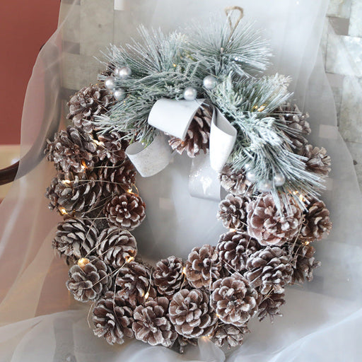 Christmas Pine Cone Wreath 35 Inch Artificial Log Decorative Holiday Door Accent