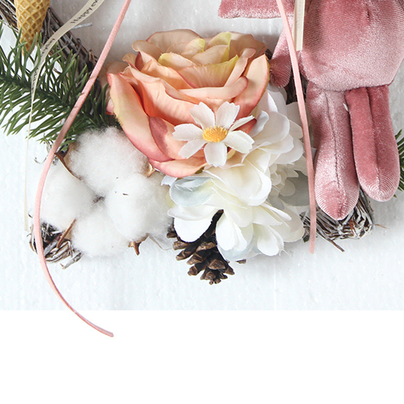 Christmas Pentagram Rabbit Wreath 12 Inch Artificial Holiday Decoration