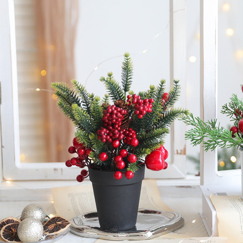 Artificial Red Berry Bonsai 10 Inch Christmas Decoration
