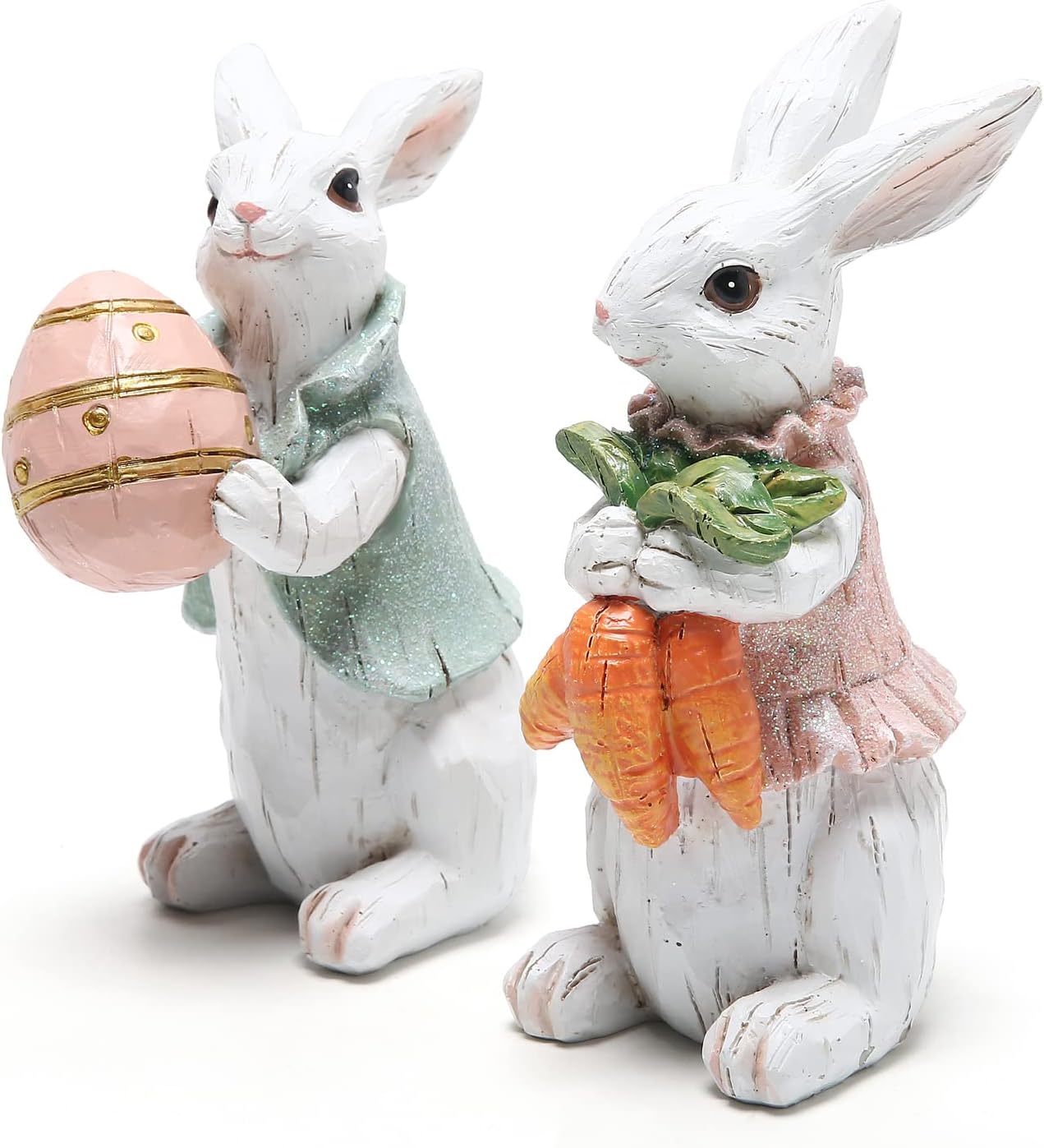 Bulk 2 Pcs Easter Bunny Figurines Easter White Rabbit for Spring Home Decor Wholesale