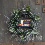 Halloween Black Mesh Wreath 20 Inch Artificial Decorative Door Wreath