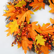 20 Inch Harvest Maple Berry Vine Wreath 1 Pc Artificial Fall Autumn Decor