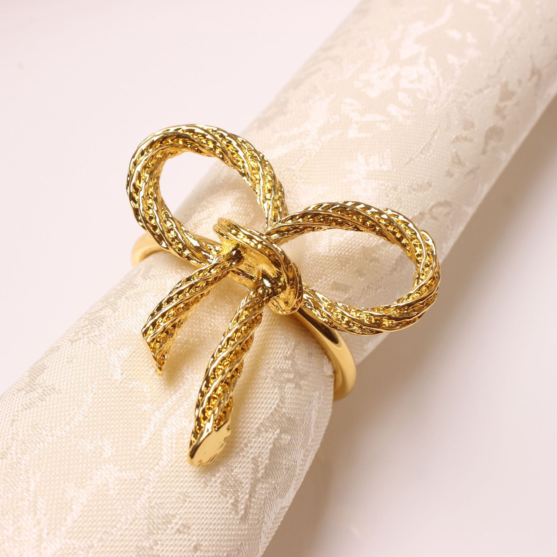 Bulk 12 Pcs Gold Bow Napkin Rings Elegant Napkin Holders for Dinner Parties Weddings Banquets and Family Gatherings Table Decor Wholesale