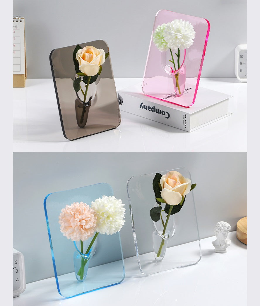 Bulk 5 Pcs 5.9X7.9 Inch Clear Rectangular Flower Vase Acrylic Frame Vase Wholesale
