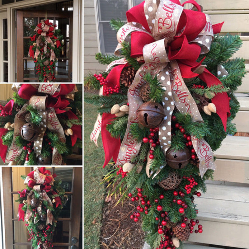 Christmas Red Fruit Teardrop Wreath 24 Inch and 35 Inch Artificial Front Door Decor