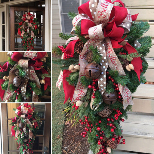 Christmas Red Fruit Teardrop Wreath 24 Inch and 35 Inch Artificial Front Door Decor