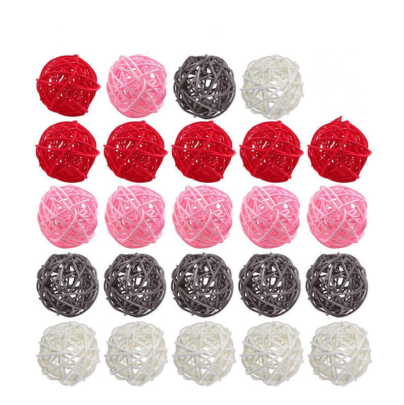 24 Pcs Rattan Balls Wicker Spheres Twig Orbs Vase Bowl Fillers Natural Artificial Decor