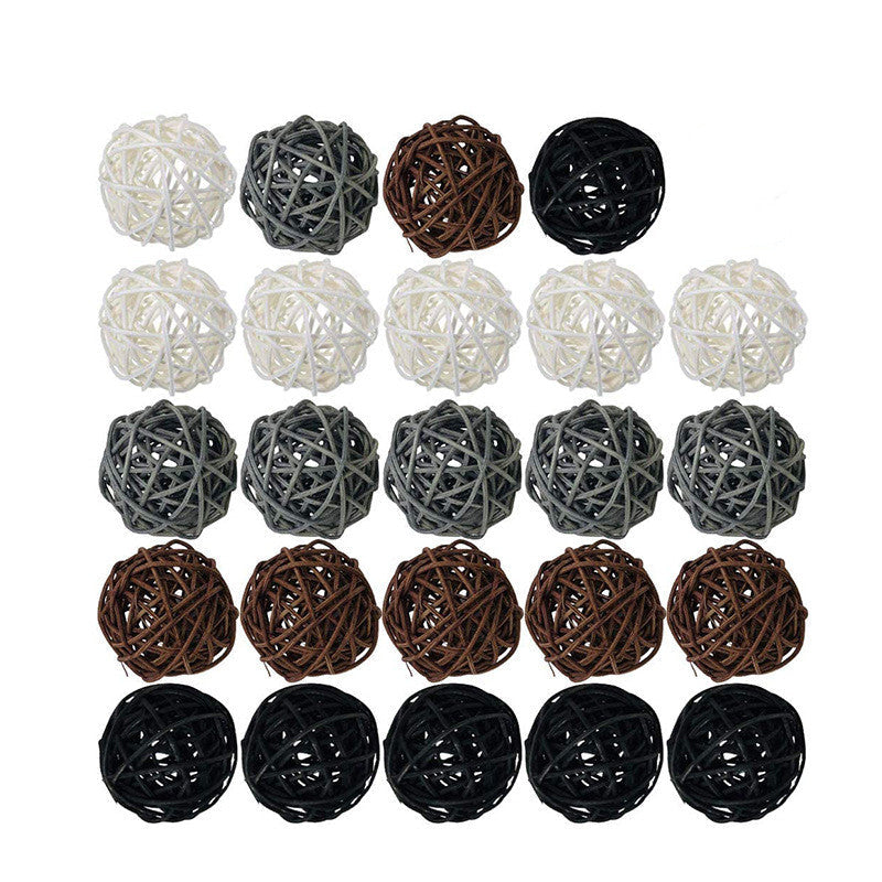 24 Pcs Rattan Balls Wicker Spheres Twig Orbs Vase Bowl Fillers Natural Artificial Decor