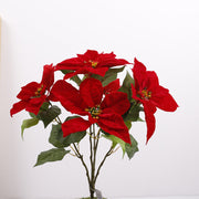 5 Sizes Bulk Artificial Velvet Poinsettia Stems Bushes Silk Christmas Flowers