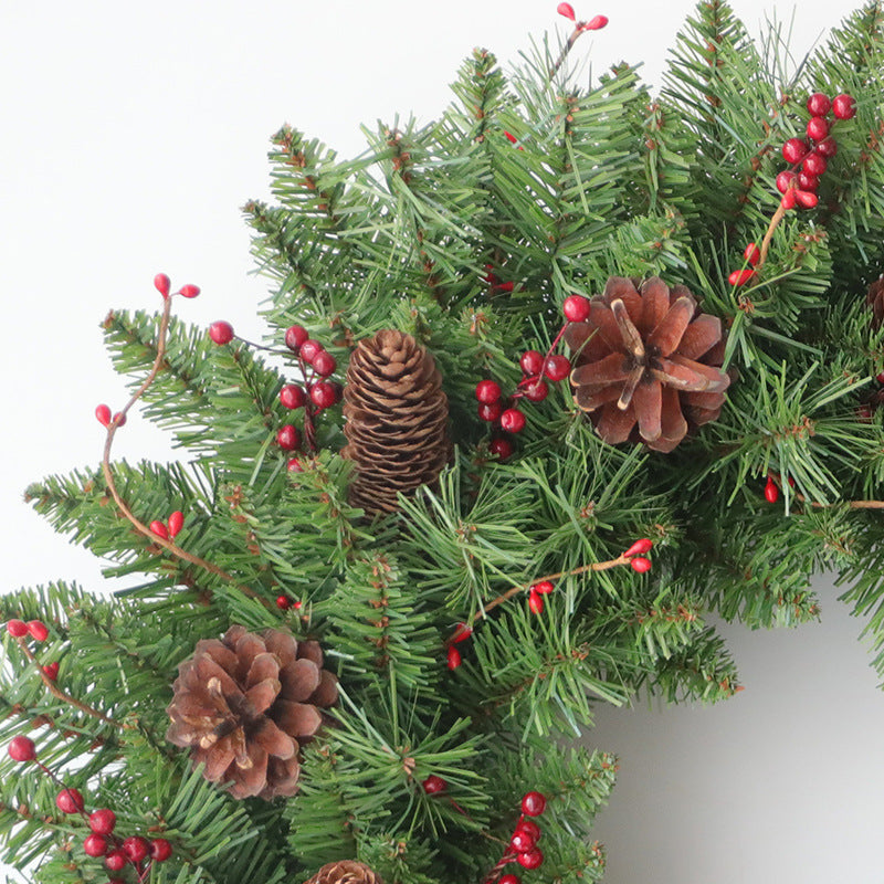 Christmas Pine Cone Berry Wreath 24 Inch Artificial Holiday Decoration