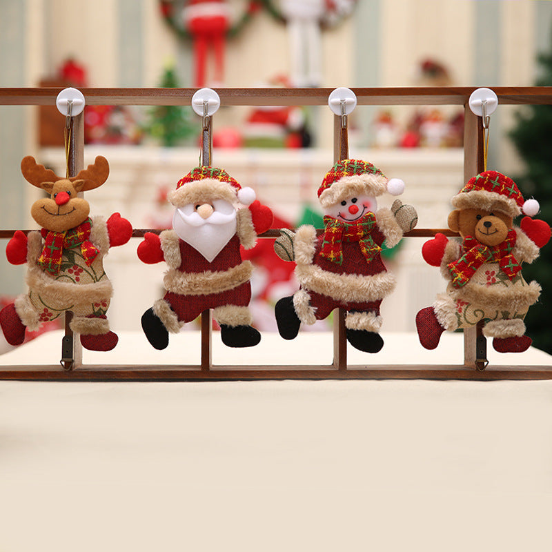 Bulk 4PCS Christmas Ornaments Christmas Gift Santa Snowman Elk Bear Doll Hang Decorations for home Wholeasle